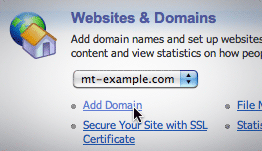 Plesk domains screen